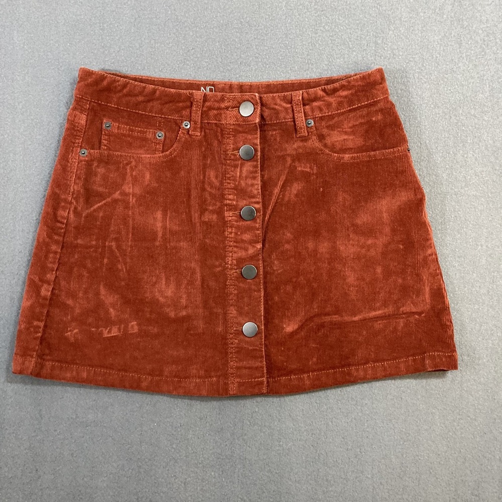 NOBO Skirt Womens 13 High Rise Burgundy Button-Down Boho Cottagecore Corduroy
